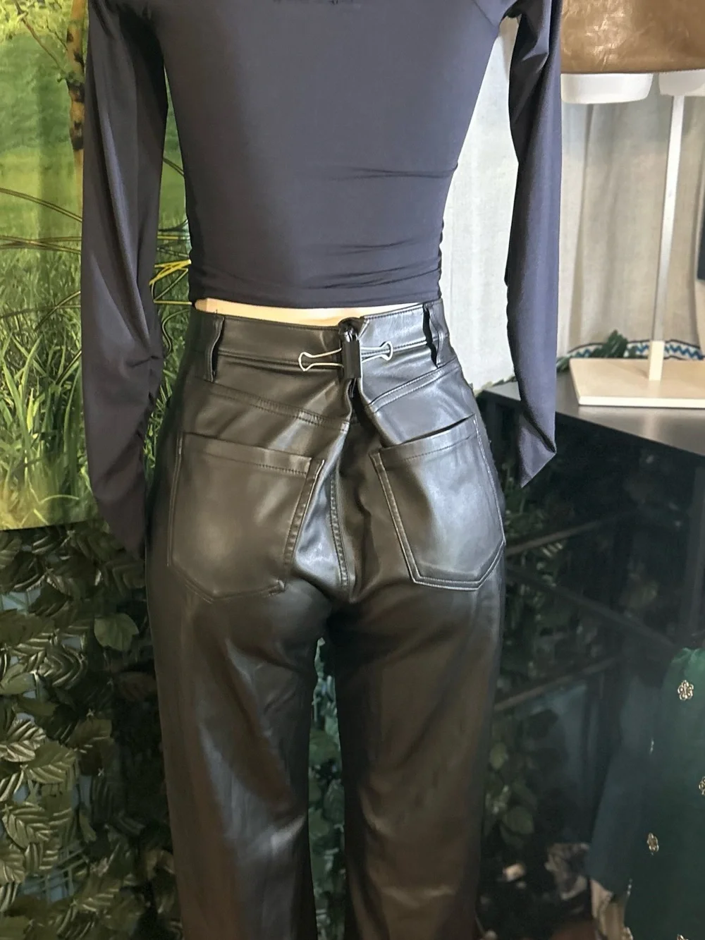 Hollister Black Faux Leather Ultra High-Rise Straight Pants